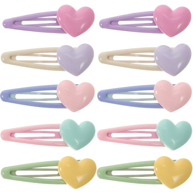 10 Pcs Pinces à Cheveux Cœur Épingles à Cheveux Colorées Barrette Accessoires pour Cheveux