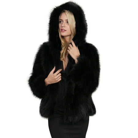 

Women s Plus Size Faux Fur Coats Long Sleeve Hooded Fleece Fuzzy Luxury Outerwears Winter Warm Jackets