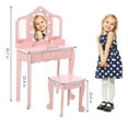thumbnail image 4 of Kids' Vanity Set with 3 Mirrors and Light, Makeup Table and Stool for Girls, 4 of 9