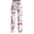 thumbnail image 5 of Women's Bow Print Wide Leg Pajama Pants, Elastic High Waist Loose Sleep Pants Casual Loungewear Trousers, M, 5 of 7