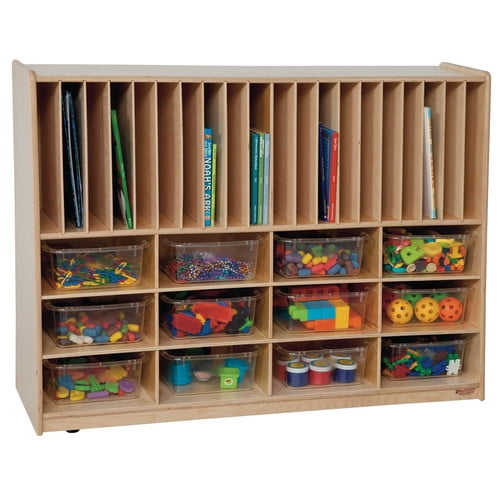 Wood Designs Tip-Me-Not Portfolio 32 Compartment Cubby with Casters