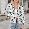 thumbnail image 3 of Jackets for Women Winter Coat Jackets Flannel Stand Collar Jacket(Black Leaves White Background Pattern,Size:S-4XL), 3 of 7