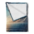 thumbnail image 2 of Ambesonne Seascape Fleece Throw Blanket Fish Eye Effect Oceanic 60"x80" Blue Pale Brown, 2 of 5