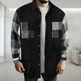 thumbnail image 2 of Xzbqbs Mens Flannel Shirts Long Sleeve Fleece Plaid Jacket Casual Stylish Button Down Shirts with Pockets Fashion Patwork Shirts, 2 of 9