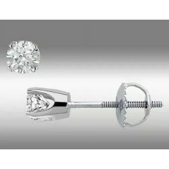 0.20 Ct Round Lab-Created Diamond Screw Back Stud Earrings 925 Sterling Silver