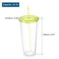thumbnail image 2 of Acrylic Tumbler with Lid and Straw, 23 Oz Reusable Double Wall Cups, Transparent Travel Tumblers (Yellow), 2 of 6