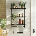 thumbnail image 6 of Bestier 38 inch Wall Mounted Floating Shelves with Towel Bar & Hooks Bookshelf in Charcoal, 6 of 10