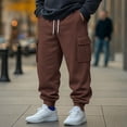 thumbnail image 2 of Mens Wide Leg Baggy Sweatpants Drawstring Waist Winter Cargo Joggers Loose Fit Athletic Jogging Pants With Flap Pockets, 2 of 8