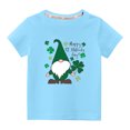 thumbnail image 2 of Lilgiuy Kids St Patricks Day Shirt Green Gnome Lucky Tees Summer Solid Color Short Sleeve Lightweight T-Shirt Saint Patrick's Day Top for Matching Jeans Shorts (Blue), 2 of 5