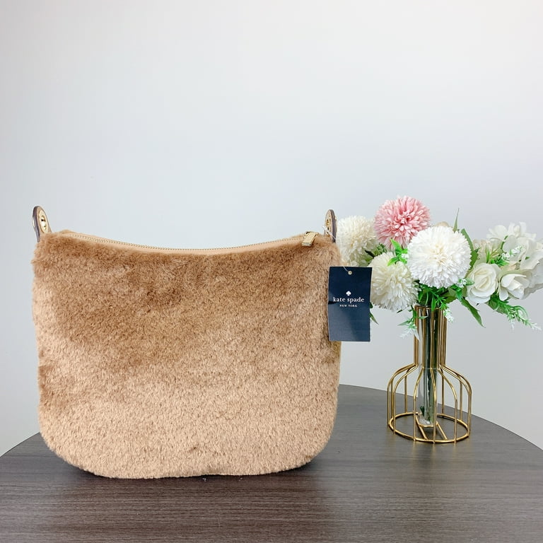 kate spade KI894 Rosie Faux Fur Medium Crossbody IN Light Fawn