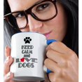 thumbnail image 2 of 3drose, Keep Calm and Love Dogs., 11oz Two-tone Blue Mug, 2 of 6