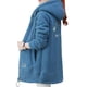 thumbnail image 3 of Chaqueta con Cremallera y Bolsillos para Mujer, Sudadera Larga Extragrande con Capucha, Abrigo Afelpado y Cálido. Azul XXL, 3 of 7