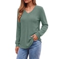 thumbnail image 2 of Fantaslook Long Sleeve Shirts for Women V Neck Textured Tops Fall Blouses Lightweight Tunic Pullover, 2 of 8