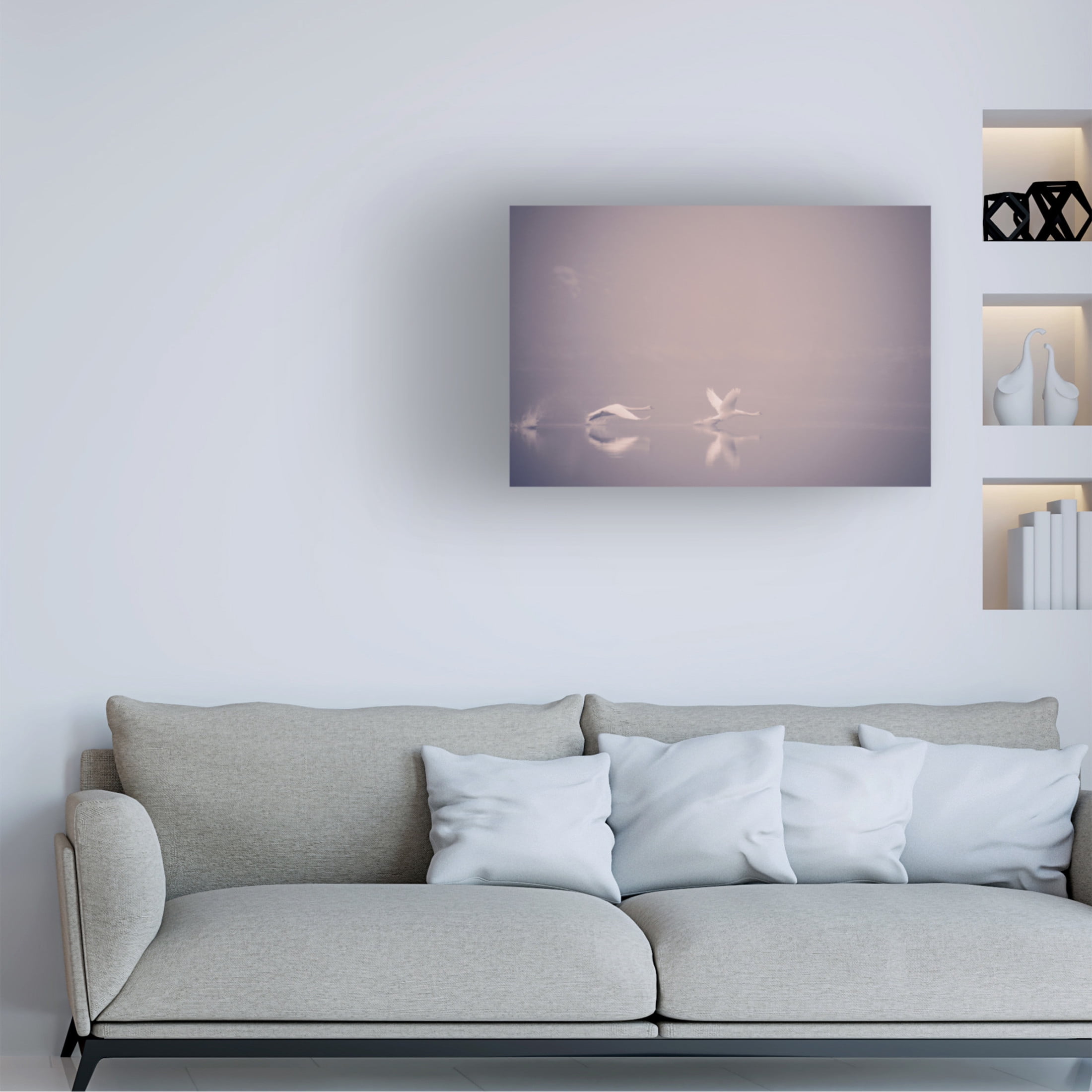 Canvas Wall Art - Jonas Dalheim 'Foggy Takeoff' Wall Art for Living Room, Bedroom, or Office Décor by Trademark Fine Art - 32 x 22 Inches