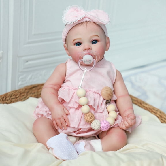 Lifelike Reborn Baby Dolls Girl - 18 Inch Realistic Newborn Eyes Open Doll with Soft Cloth Weighted Body, Real Life Dolls Gift Set for Kids Age 3 