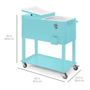 Best Choice Products 80qt Steel Rolling Cooler Cart w/ Bottle Opener, Catch Tray, Drain Plug, Locking Wheels - Turquoise
