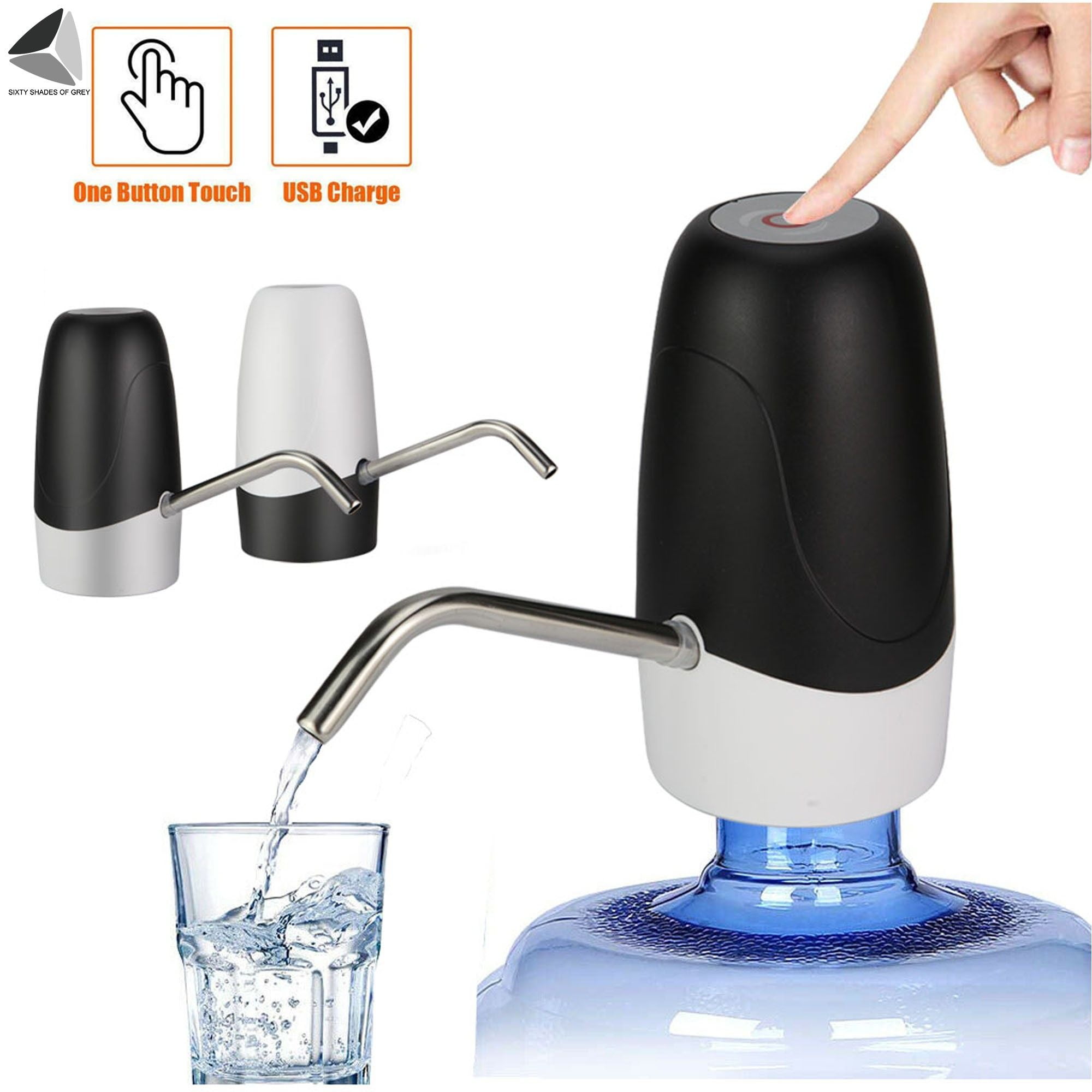 Sixtyshades 2 Pcs Water Bottle Pump Automatic Wireless Electric 5