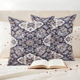 thumbnail image 3 of Purple Boho Outdoor Waterproof Pillow Covers, Farmhouse Vintage Ethnic Flowers Pattern Decorative Square Throw Pillowcase Sofa Cushion Sham for Patio/Couch/Chair, 20"x20" 2 Pack, 3 of 8