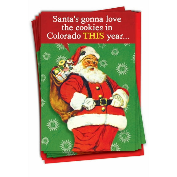 12 Funny Merry Christmas Cards Pack (1 Design, 12 Cards) - Colorado Cookies Christmas B1833