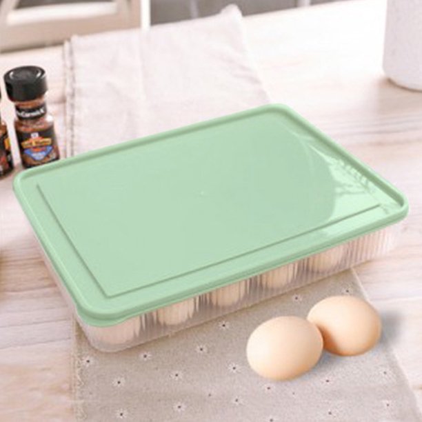 Contenedores de plástico para almacenamiento de huevos caja organizadora de 24 Ehuebsd rejillas cajón para guardar huevos frescos bandeja con soporte accesorios de cocina