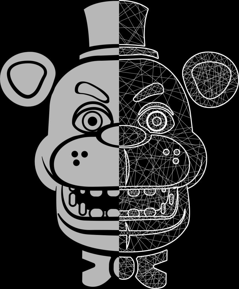 Five Nights at Freddy's Freddy Fazbear Foil Boy's Black T-shirt-XS