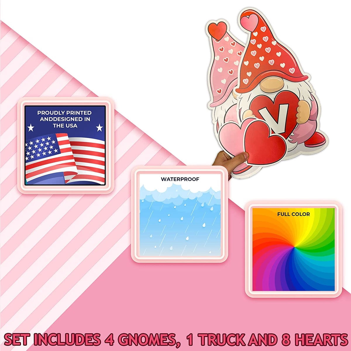 VictoryStore Jumbo Valentine's Day Garage Door Magnets Decorations Set, Gnome Valentines Garage Door Decals, 11 Pieces, 19918