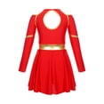 thumbnail image 4 of iiniim Cheer Leader Girls Contrast Color Cold Shoulder Cheerleading Uniform Dress Birthday Party Red 6, 4 of 7
