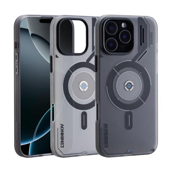 Funda Zeninnov para iPhone 16 Pro Max, refrigeración magnética, gris translúcido