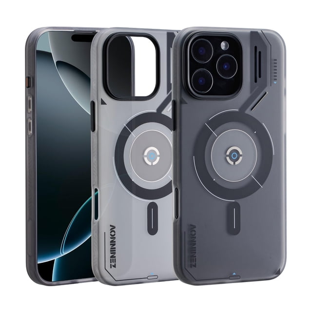 Funda Zeninnov para iPhone 16 Pro Max, refrigeración magnética, gris translúcido