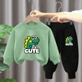 thumbnail image 3 of Toddler Tracksuit Girl 4T 2PCS Fall Loungewear Outfits Cute Print Crewneck Long Sleeve Sweatshirt Joggers Pants 3-9T, Green, 8 Years, 3 of 3