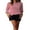 Red, variant on Fortune Women Red Striped Tops Casual Long Sleeve Round Neck Loose T-Shirt
