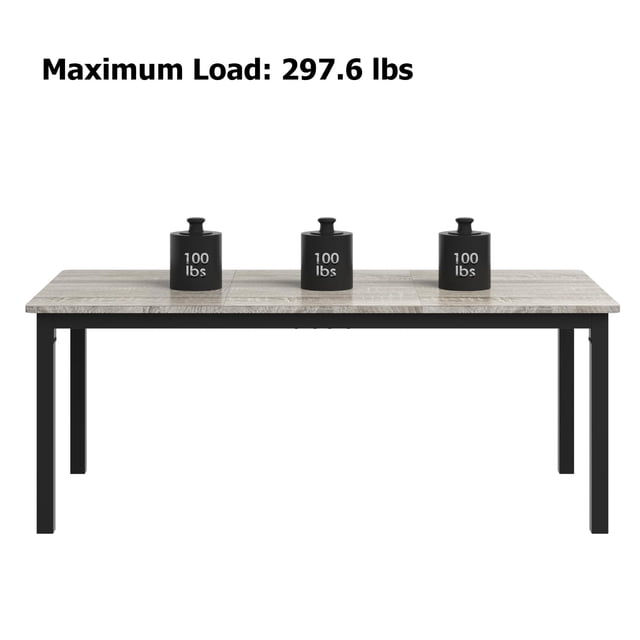 Industrial Dining Table for 6-8 – Large Rectangular Wooden Table with Sturdy Metal Legs, Rounded Corners, Modern Farmhouse Style – Grey – Size: 2m x 0.9m