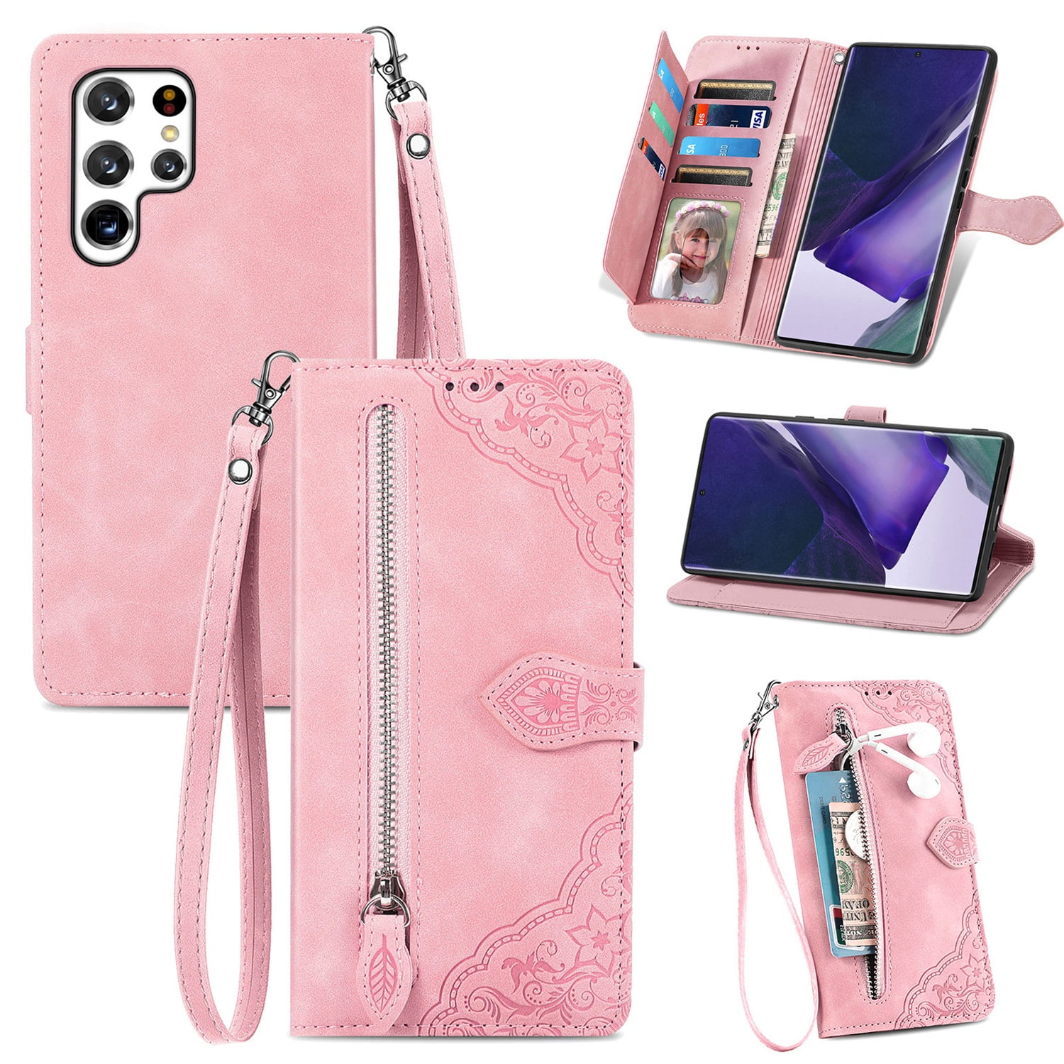 LoveCases Cherry Blossom Leather-Style Wallet Case - for Samsung Galaxy S23 Ultra