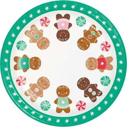Holiday Gingerbread Sweets 7-inch Paper Plates 8 Per Pack