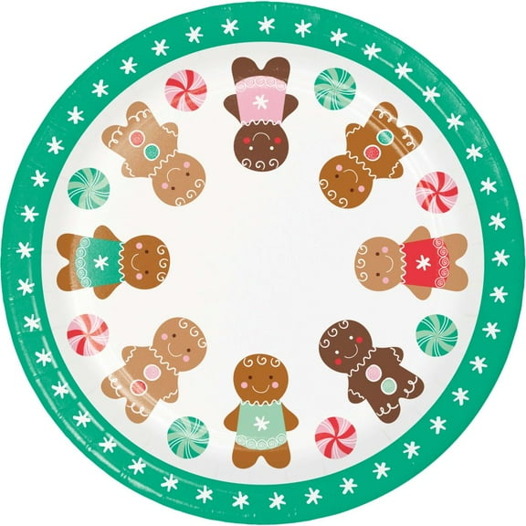 Holiday Gingerbread Sweets 7-inch Paper Plates 8 Per Pack