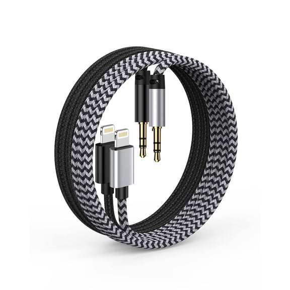 iPhone Aux Cord, [2pack/3ft] iPhone to 3.5mm Audio Auxiliary Cable for iPhone 14 13 12 11 Pro Max Xs Xr 8 7 Plus, iPad mini, Male to Male Braided Apple Ox Wire for Car Stereo, Speaker, Headphone