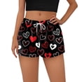 thumbnail image 3 of LWavelet Women's Heart Print Shorts Drawstring Waist Casual Summer Lounge Shorts Black L, 3 of 4