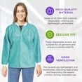 thumbnail image 3 of Disposable Lab Jackets for Adults, Pack of 10 Medium Teal Disposable Jackets with Knitted Cuffs, Collar, 3 Pockets, 45 gsm SMS Disposable Lab Jacket Unisex, Disposable Jacket, 3 of 8