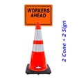 thumbnail image 2 of RK-Safety 28" Orange Cone, Black base With Two Reflective Tape, Plus Cone Sign 26 "Workers Ahead", (Cone-2 ea + Cone Sign-2 ea), 2 of 2
