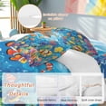 thumbnail image 4 of Ocean Underwater Queen Size Comforter Set, Marine Life Fish Octopus Coral Seagrass Bedding for All Seasons, 4 Pcs Bed Set, 1Quiltcover (90"x92") ,1Sheet(94"x116"), 2Pillowcases (30"x20"), 4 of 9
