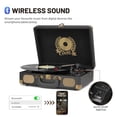 thumbnail image 5 of Reproductor de discos de vinilo Bluetooth Maleta vintage portátil de 3 velocidades con parlantes incorporados, salida de línea RCA Entrada auxiliar Conector para auriculares Tocadiscos vintage, negro, 5 of 5