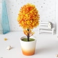 thumbnail image 3 of Visland Artificial Plants Potted Small Artificial Bonsai Fake Plants Faux Hops Flower Grass Artificial Green Leaves with White Pots for Home Desk Office Desktop Decoration Indoor Outdoor Decor, 3 of 4