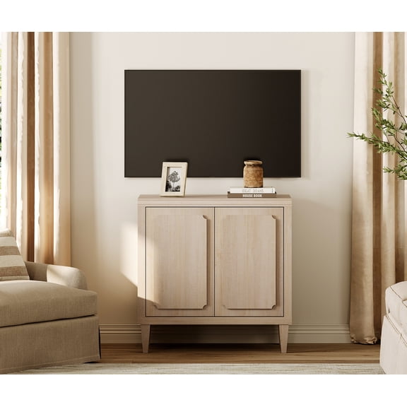31.5" Modern TV Stand, Wood Entertainment Center with Storage