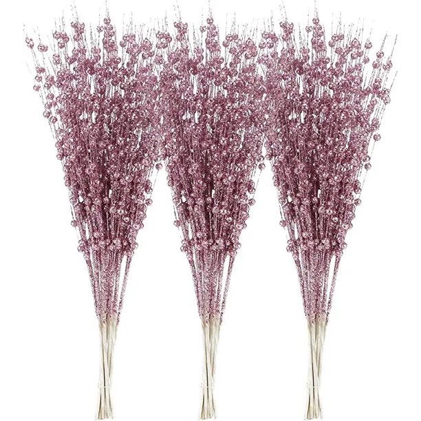 Purpurina Para árbol De Navidad – 10 Unidades De Tallos Brillantes De 40 Cm – Colores Dorado, Plateado, Blanco, Rojo, Champán – Ideal Para Decorar árbol, Guirnaldas, Jarrones Y Más