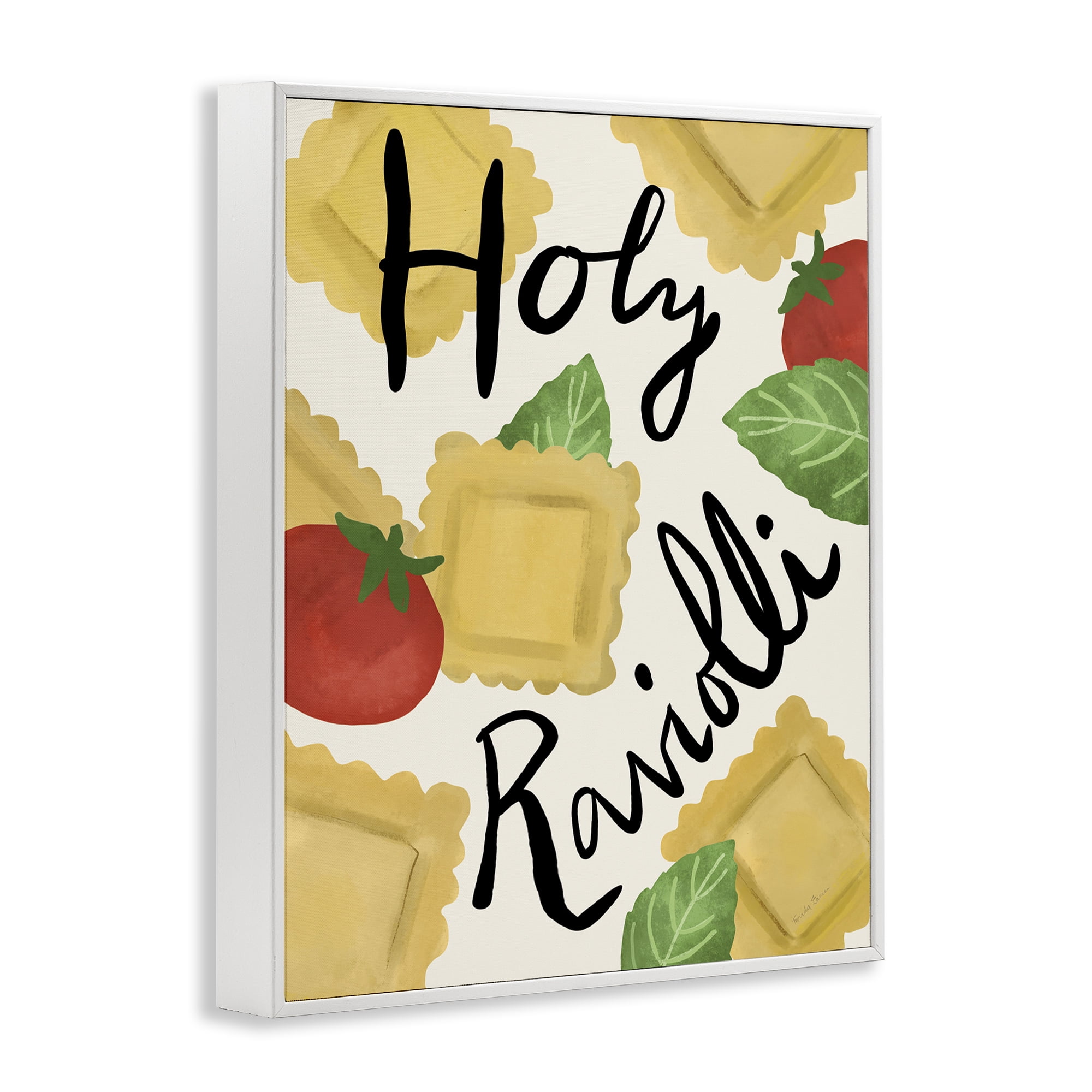 Stupell Industries Funny Holy Ravioli Food & Beverage Painting White Framed Art Print Wall Art, 16 x 20