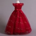 thumbnail image 4 of IDOPIP Girls Long Communion Princess Lace Dresses Flower Bridesmaid Pageant Party Wedding Floor Length Dance Evening Formal Gowns 11-12 Years Red, 4 of 6
