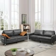 thumbnail image 3 of YODOLLA 79" Sectional Sofa Modern Loveseat Couch 3 Seater Faux Leather Living Room Furniture - Gray, 3 of 9