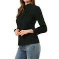 thumbnail image 4 of INSPIRE CHIC Women's Lace Mock Neck Long Sleeve Cotton Button-Down Shirt, 4 of 7