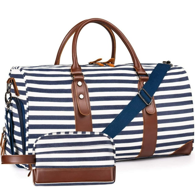 Bolsas de Lona para el Fin de Semana, Bolsas para Pasar la Noche para Hombres y Mujeres, Bolsa de Equipaje para Llevar, Bolsa de Viaje con Compartimento para Zapatos y Neceser Aprobado por Vuelo Sincero Electrónica