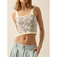 thumbnail image 5 of Yunliwuli Women's Knit Vest Casual Slim Fit Backless Sleeveless Square Neck Floral Crop Tank Tops for Summer, 5 of 10